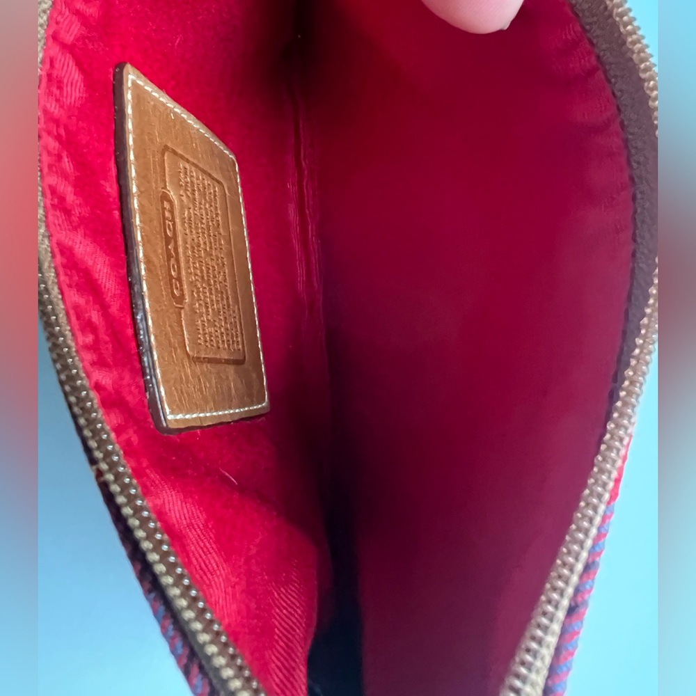 Vintage Coach Red Green Blue Tartan Plaid Large Wristlet / Cluth no strap - Picture 7 of 7